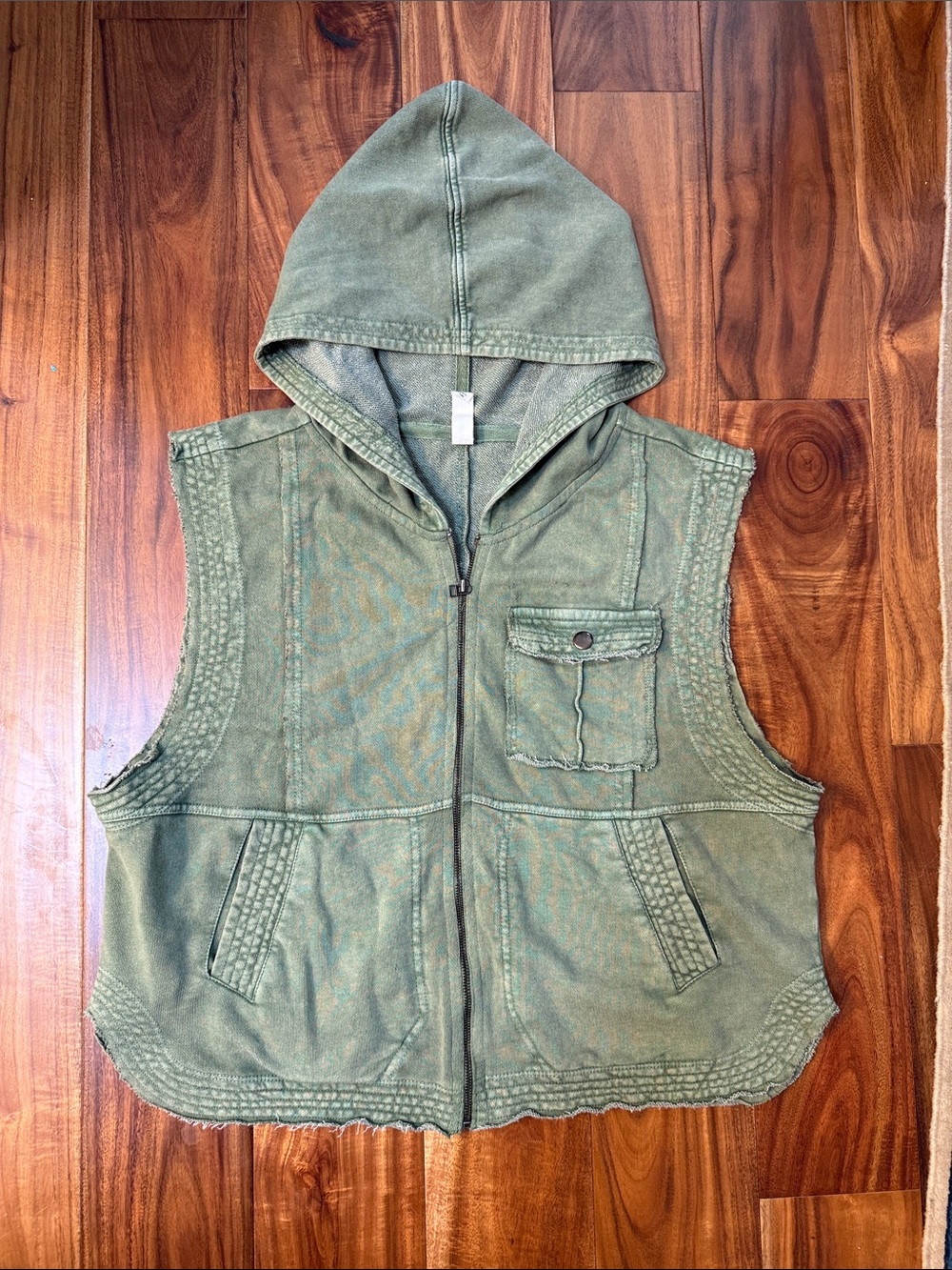 Daily Practice Women's Sleeveless Hooded Vest in Olive Green, size large